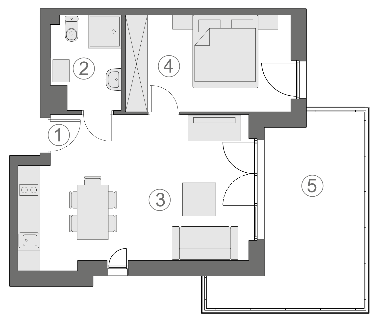 Rzut apartamentu 2-B.2.2