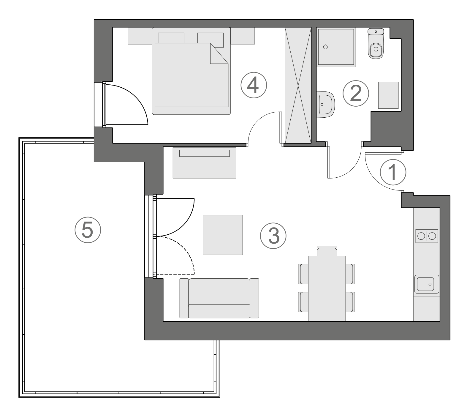 Rzut apartamentu 2-B.3.3