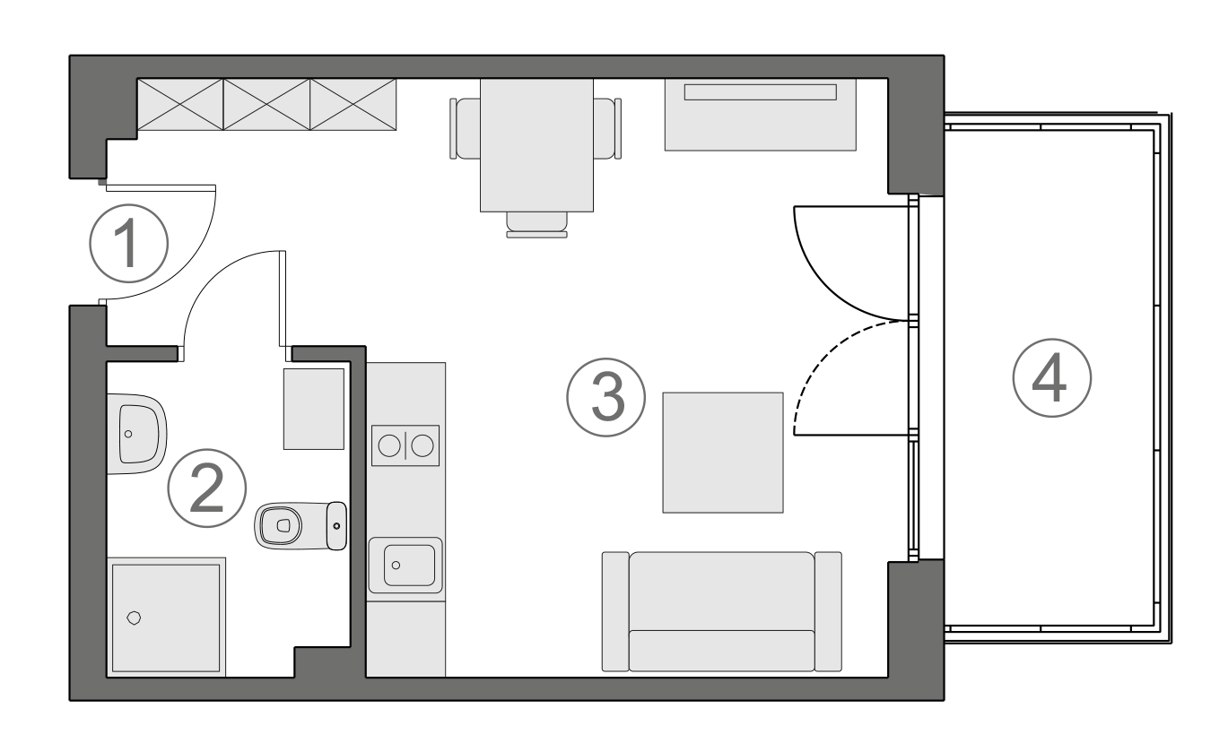 Rzut apartamentu 2-A.1.2