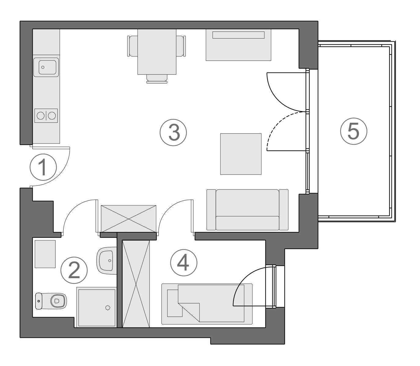 Rzut apartamentu 2-B.3.7