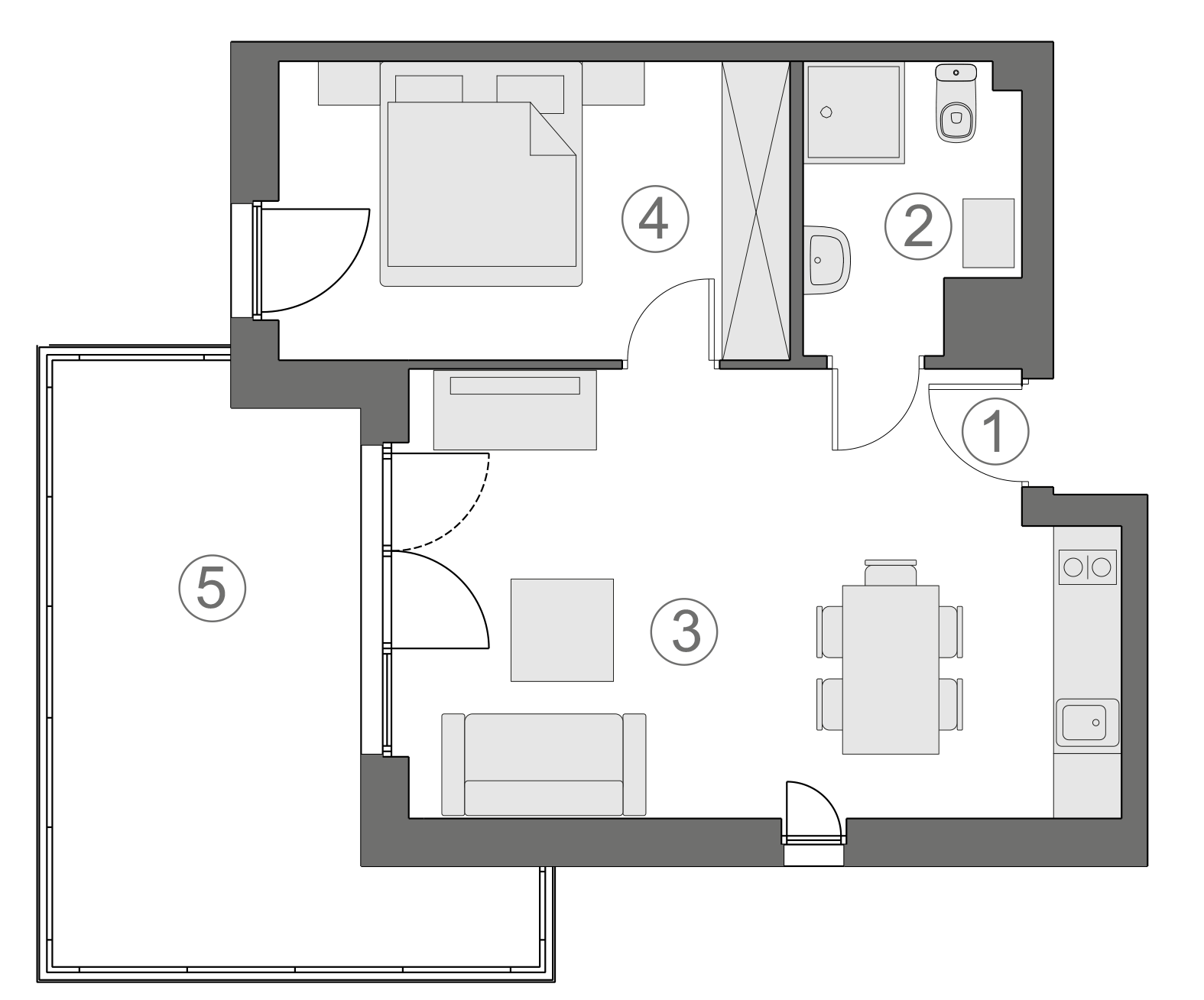Rzut apartamentu 1-B.3.6