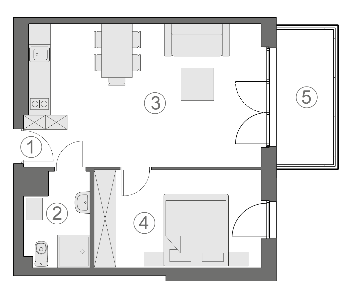 Rzut apartamentu 2-A.3.8