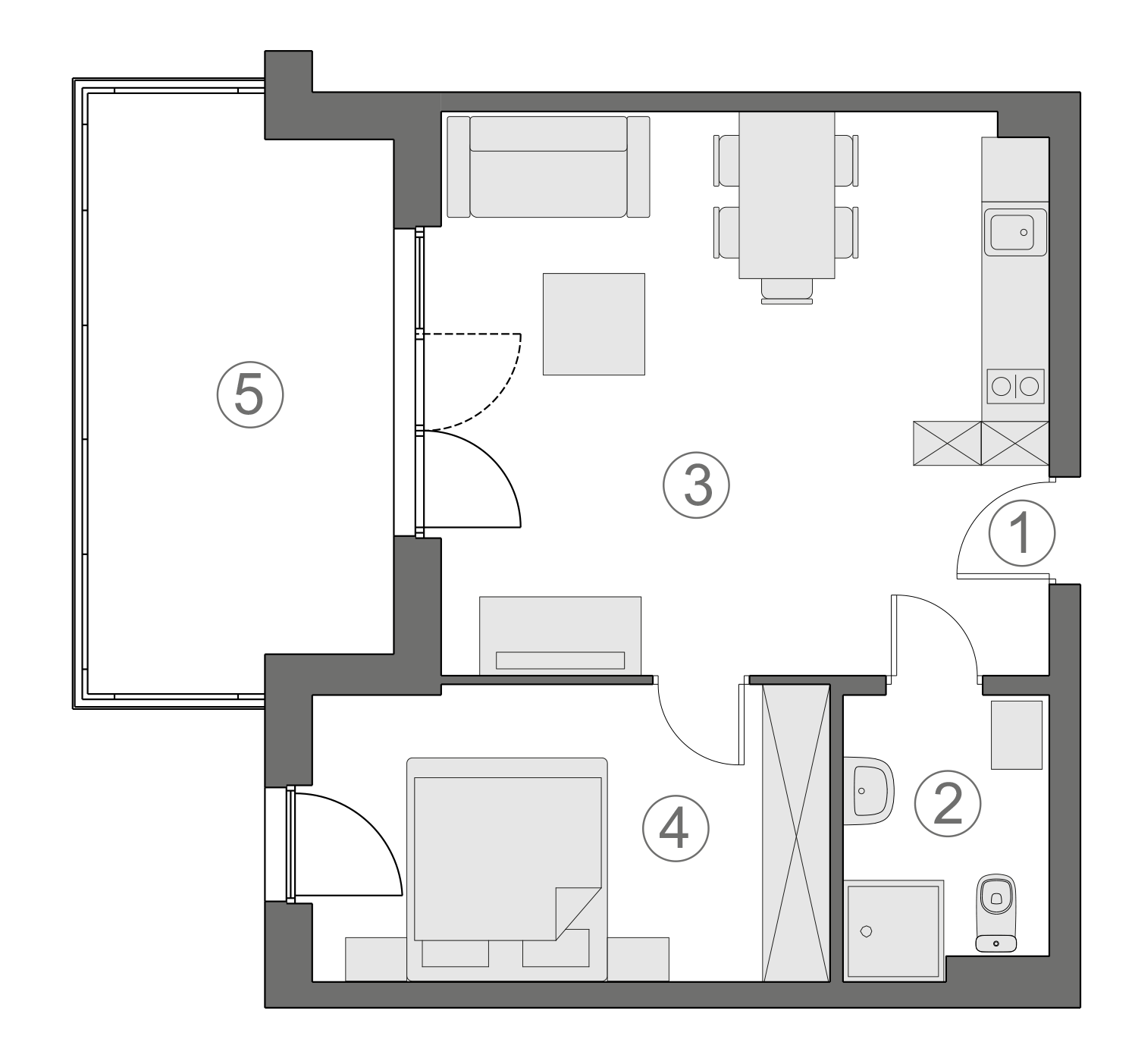 Rzut apartamentu 2-B.1.5
