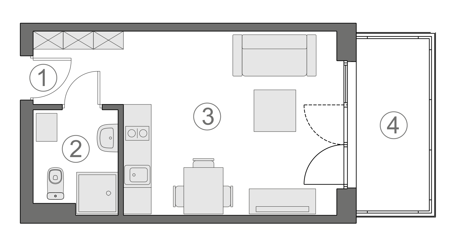 Rzut apartamentu 1-A.2.4