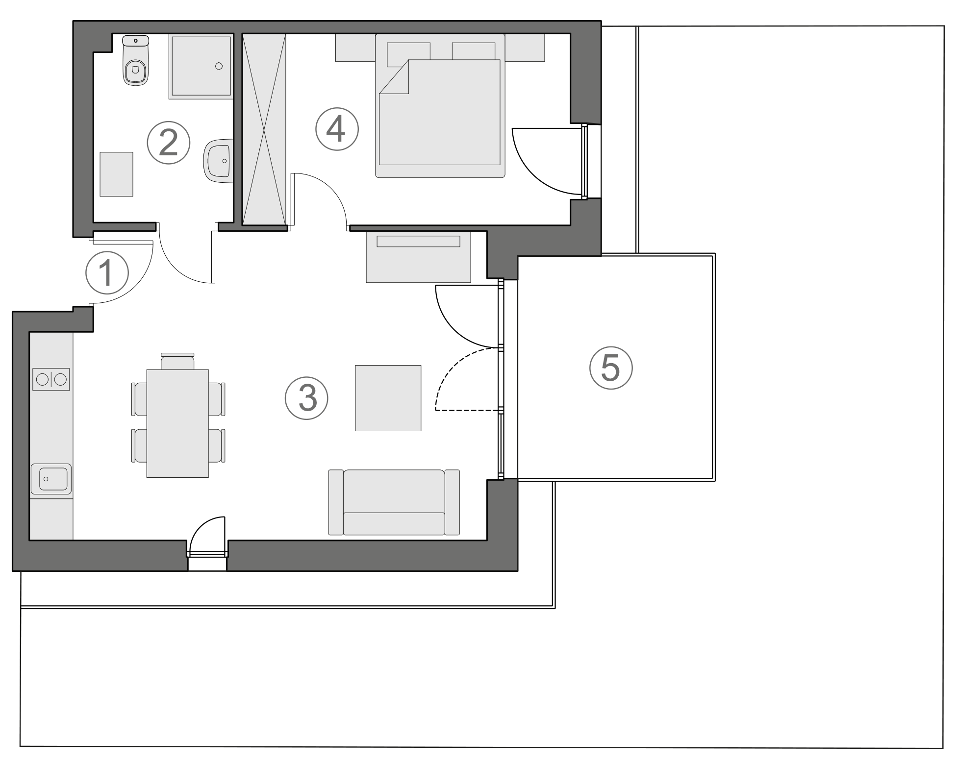 Rzut apartamentu 1-B.0.2