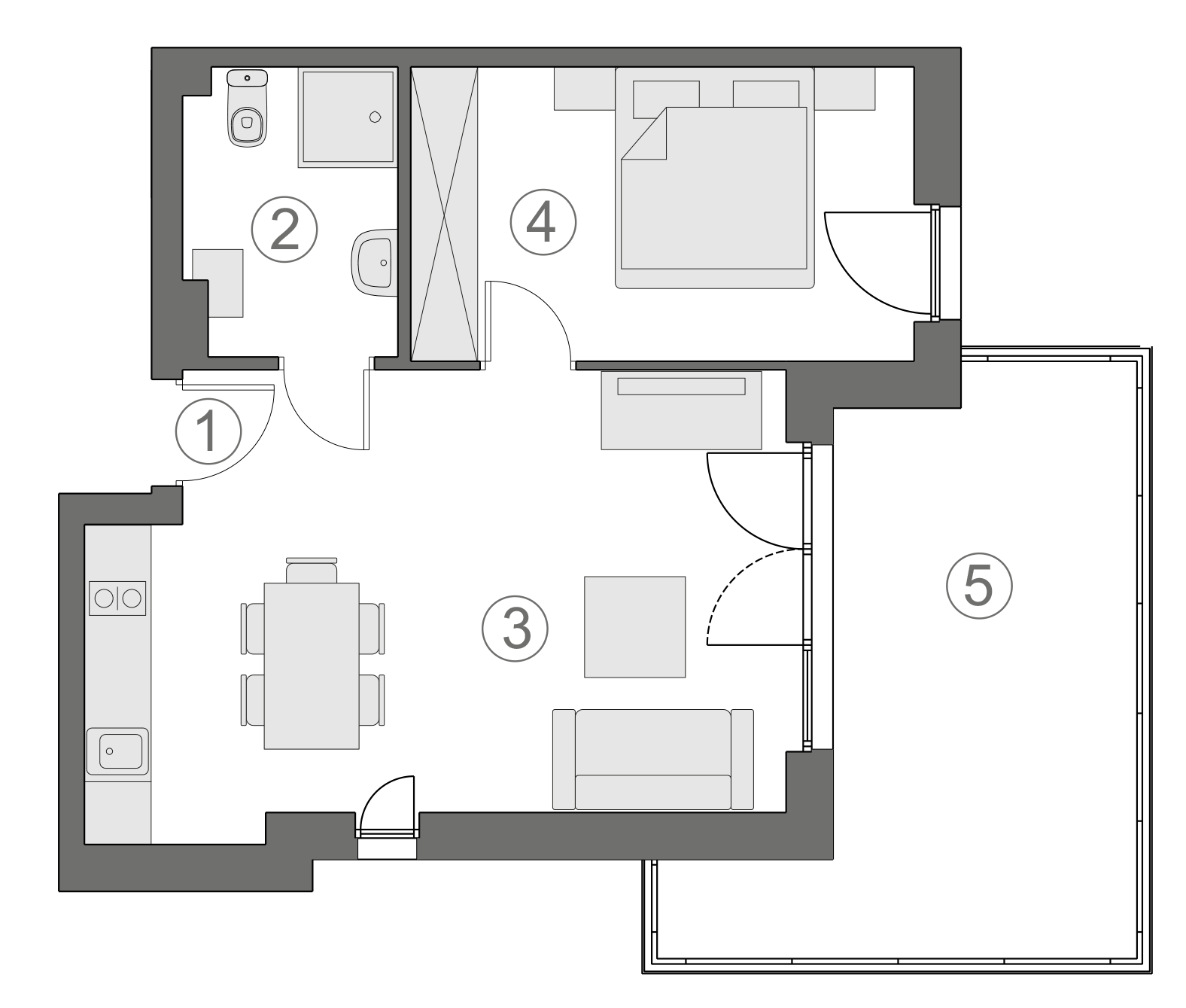 Rzut apartamentu 2-B.1.2