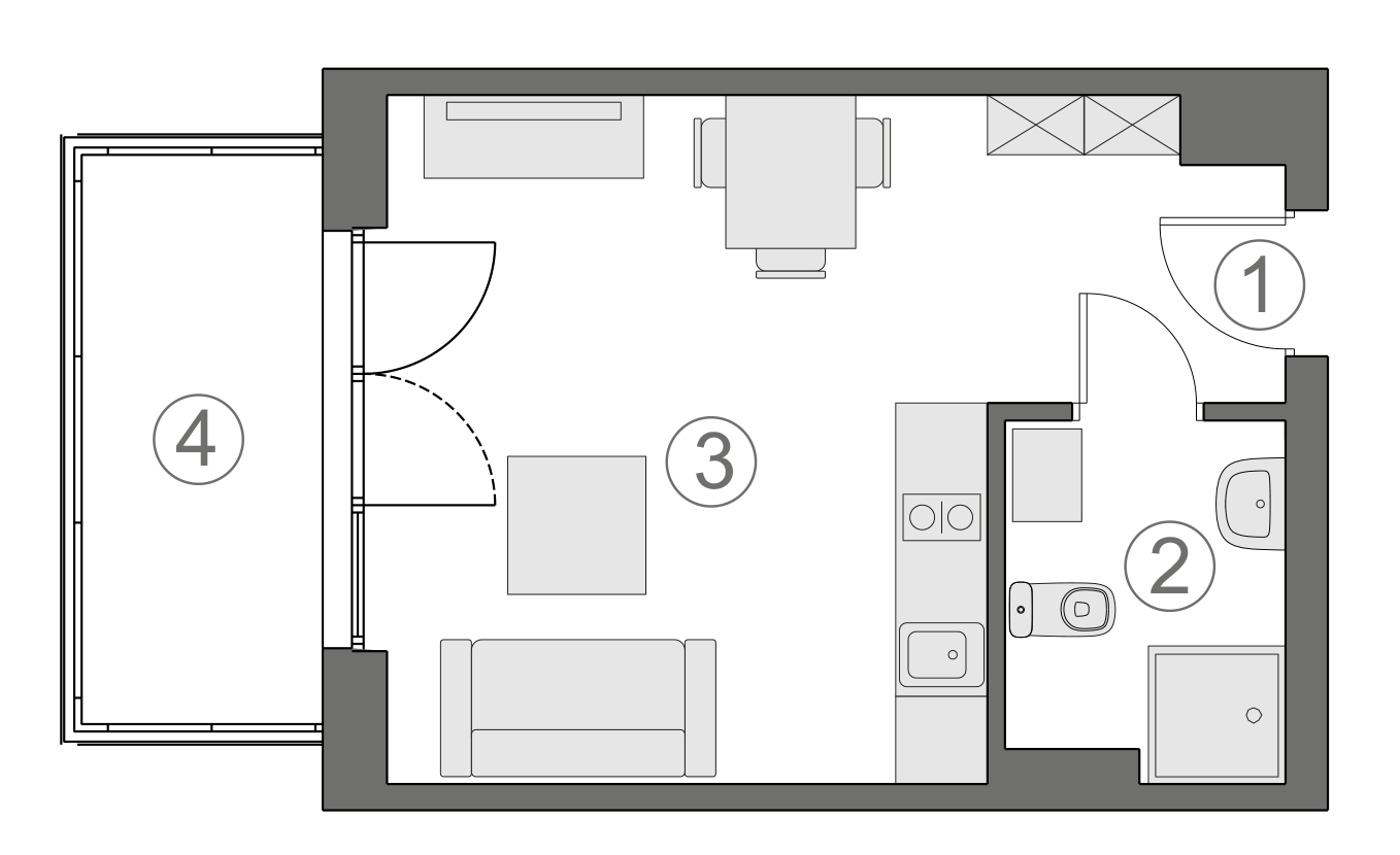 Rzut apartamentu 1-A.3.7