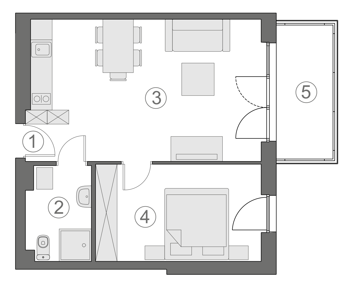Rzut apartamentu 2-A.1.8