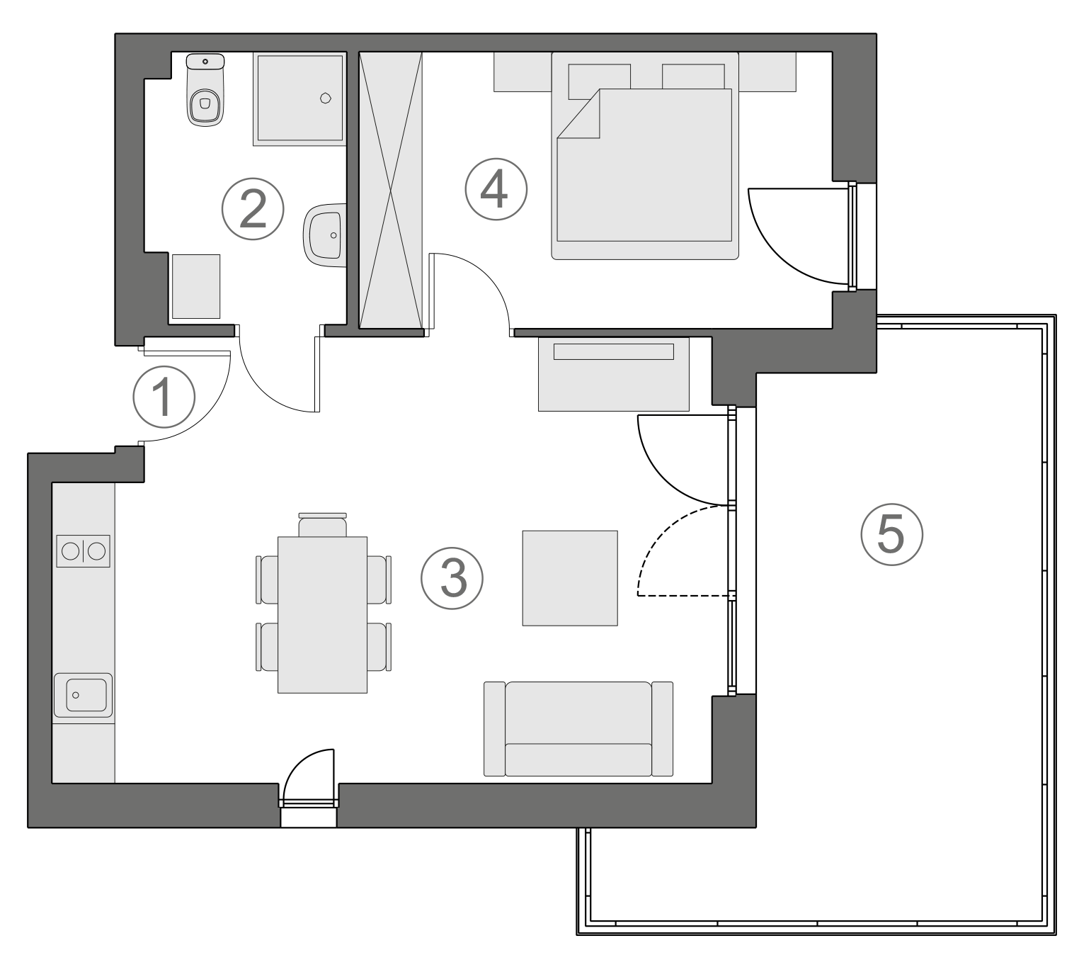 Rzut apartamentu 1-B.1.5