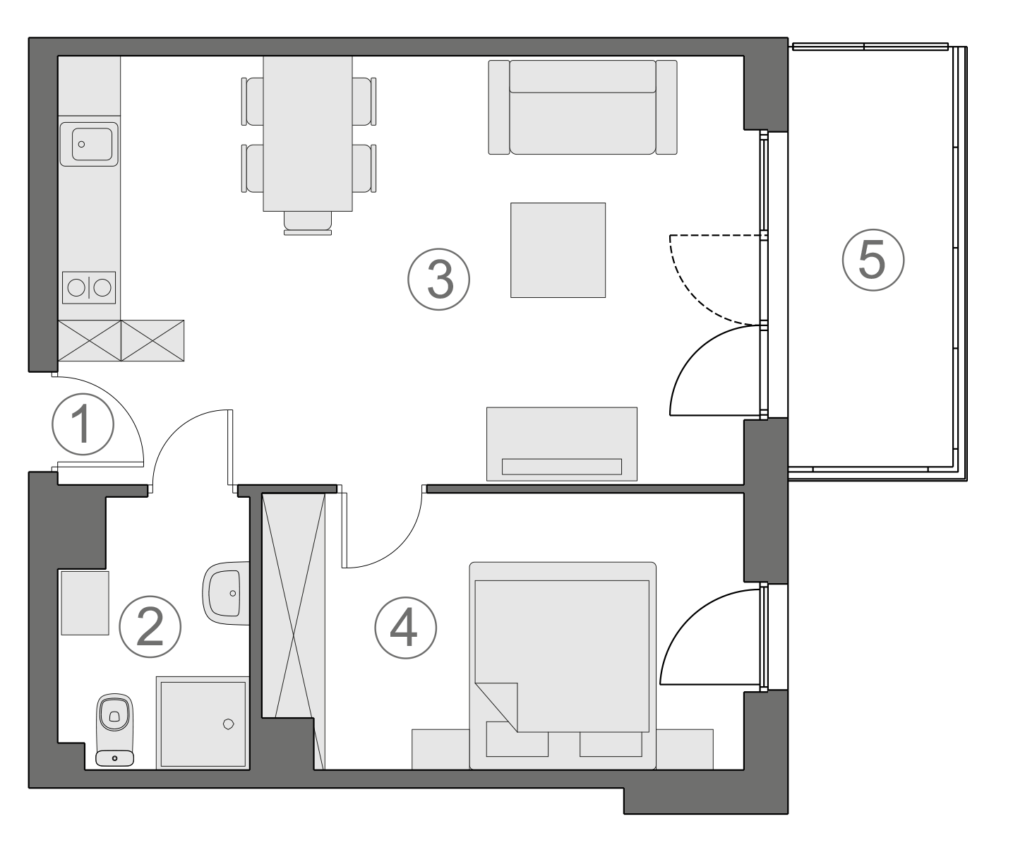 Rzut apartamentu 1-B.2.2
