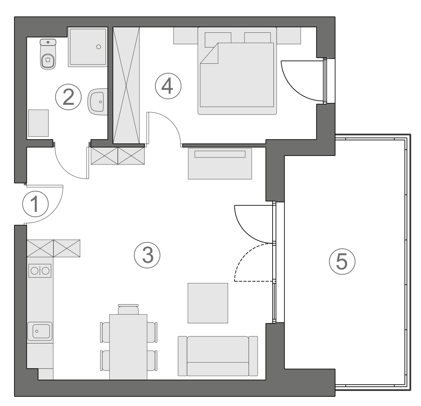Rzut apartamentu 1-A.1.5