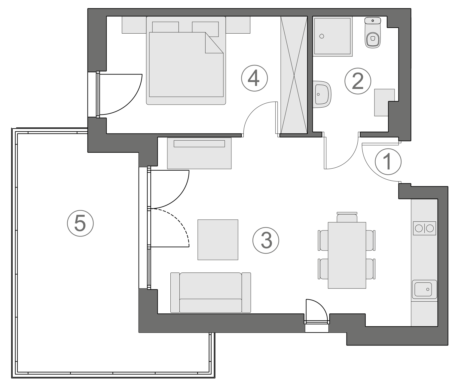 Rzut apartamentu 1-B.1.6
