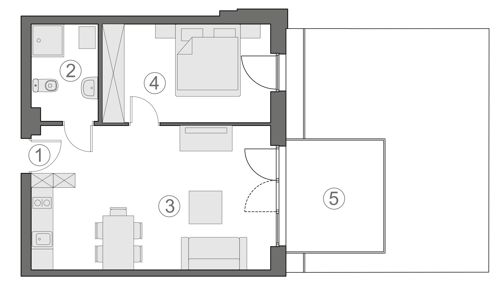 Rzut apartamentu 1-B.0.1
