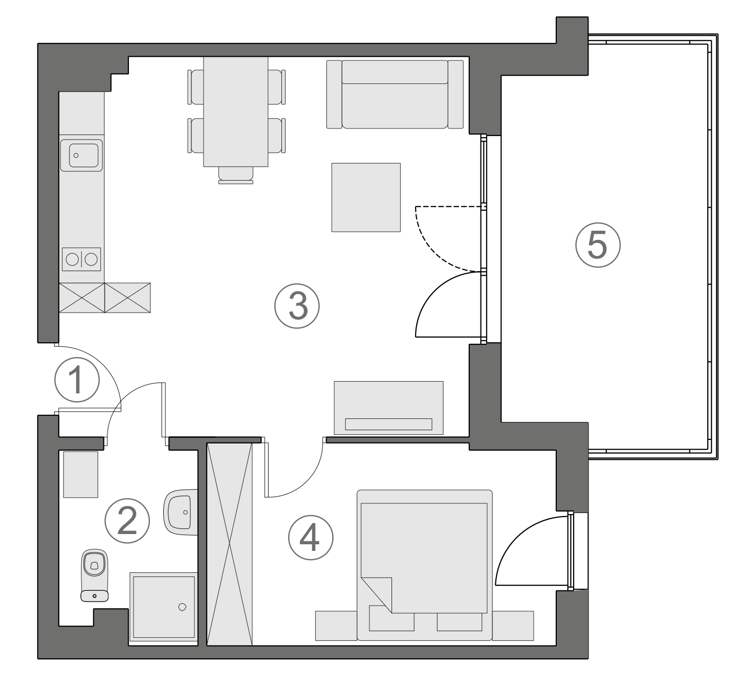Rzut apartamentu 1-B.3.3