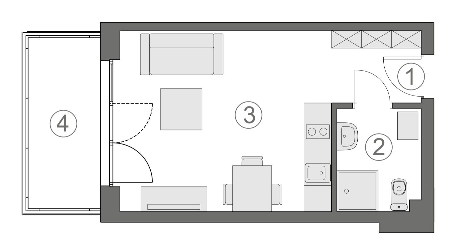 Rzut apartamentu 2-A.1.5