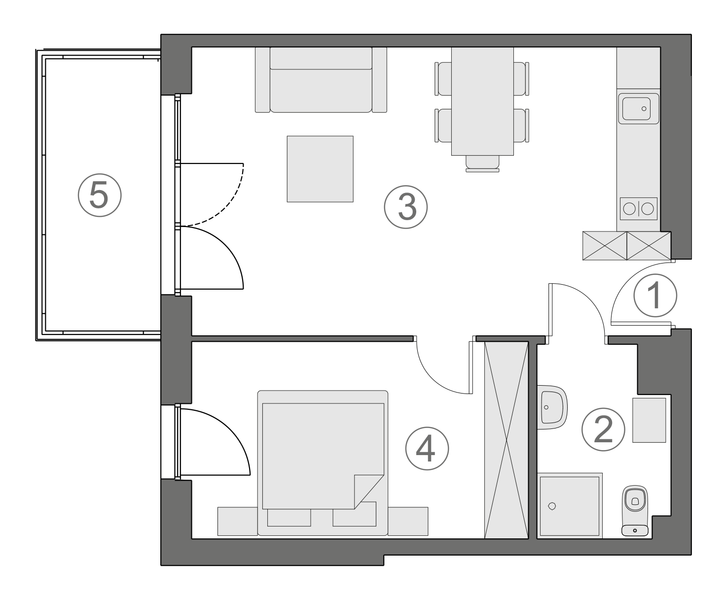Rzut apartamentu 1-A.2.1