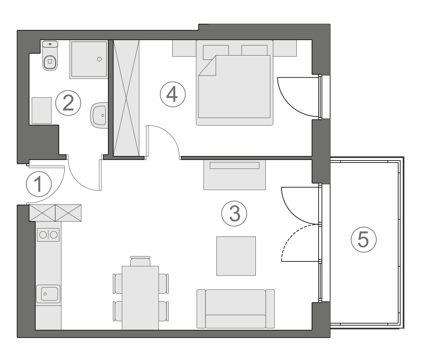 Rzut apartamentu 2-B.3.1