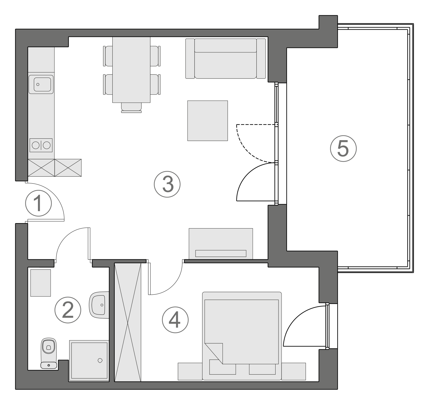 Rzut apartamentu 1-B.2.3