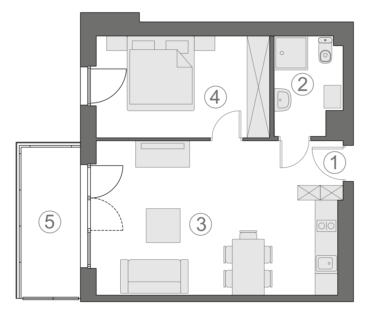 Rzut apartamentu 2-A.2.3