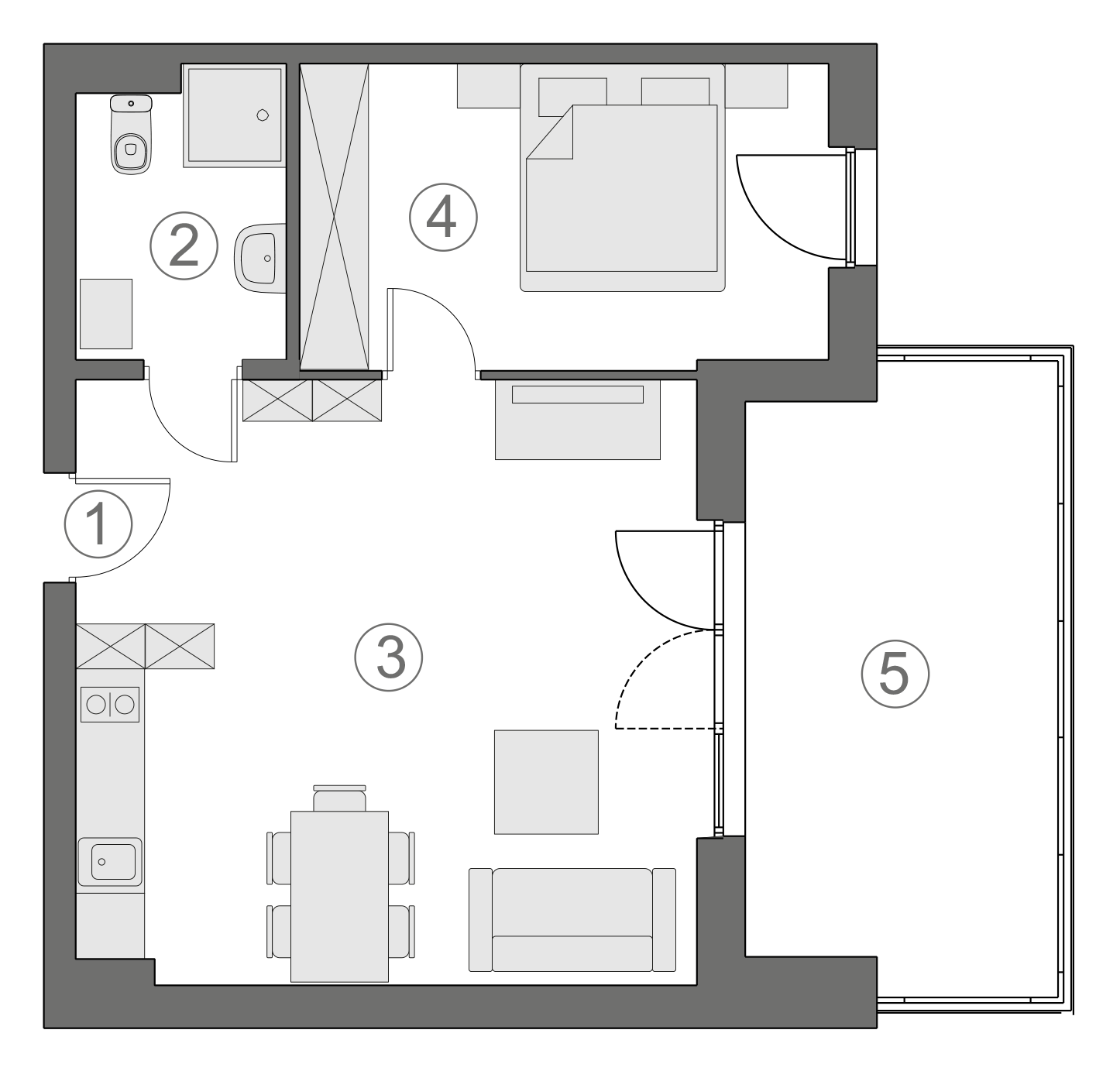 Rzut apartamentu 1-A.2.5