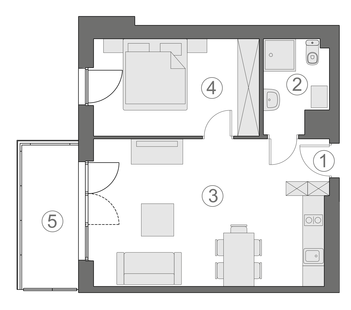 Rzut apartamentu 2-A.3.3