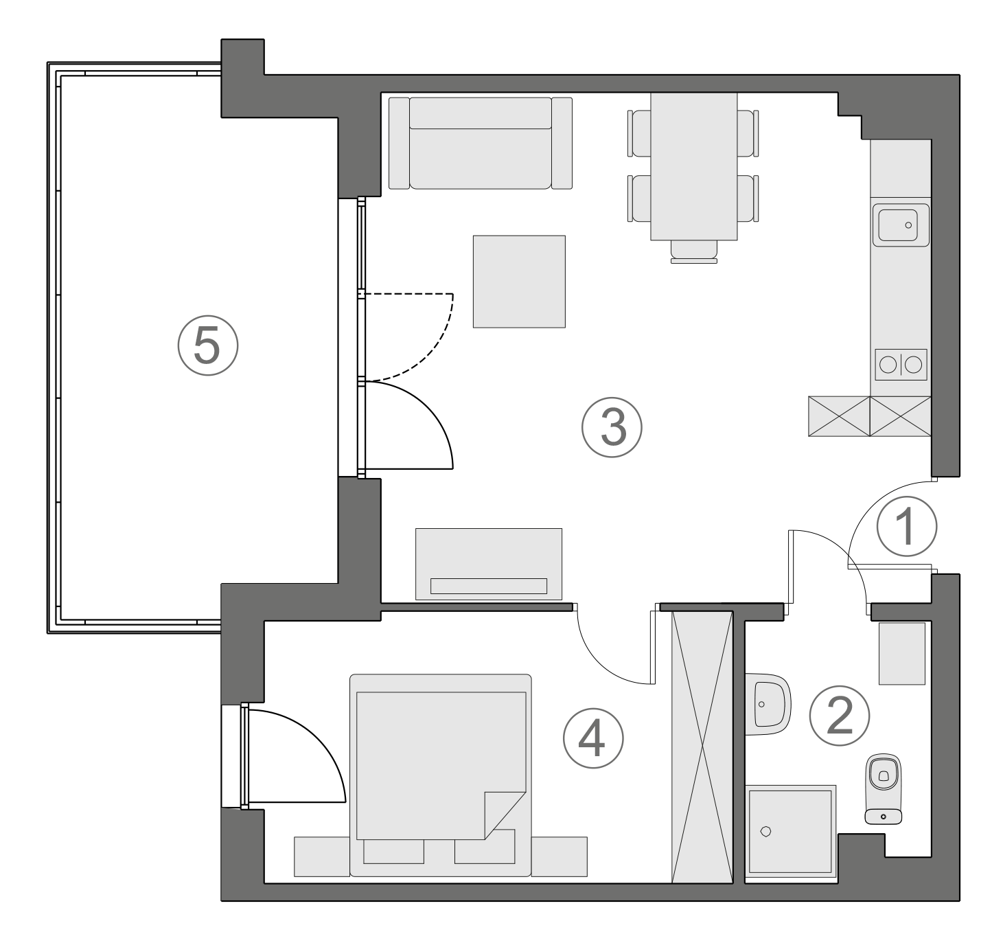 Rzut apartamentu 2-B.3.5