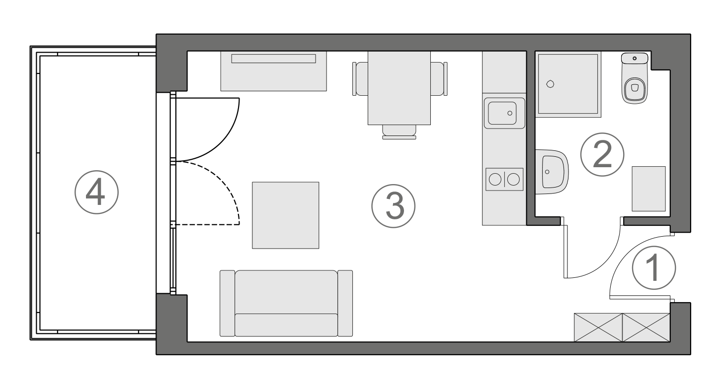 Rzut apartamentu 2-B.1.4