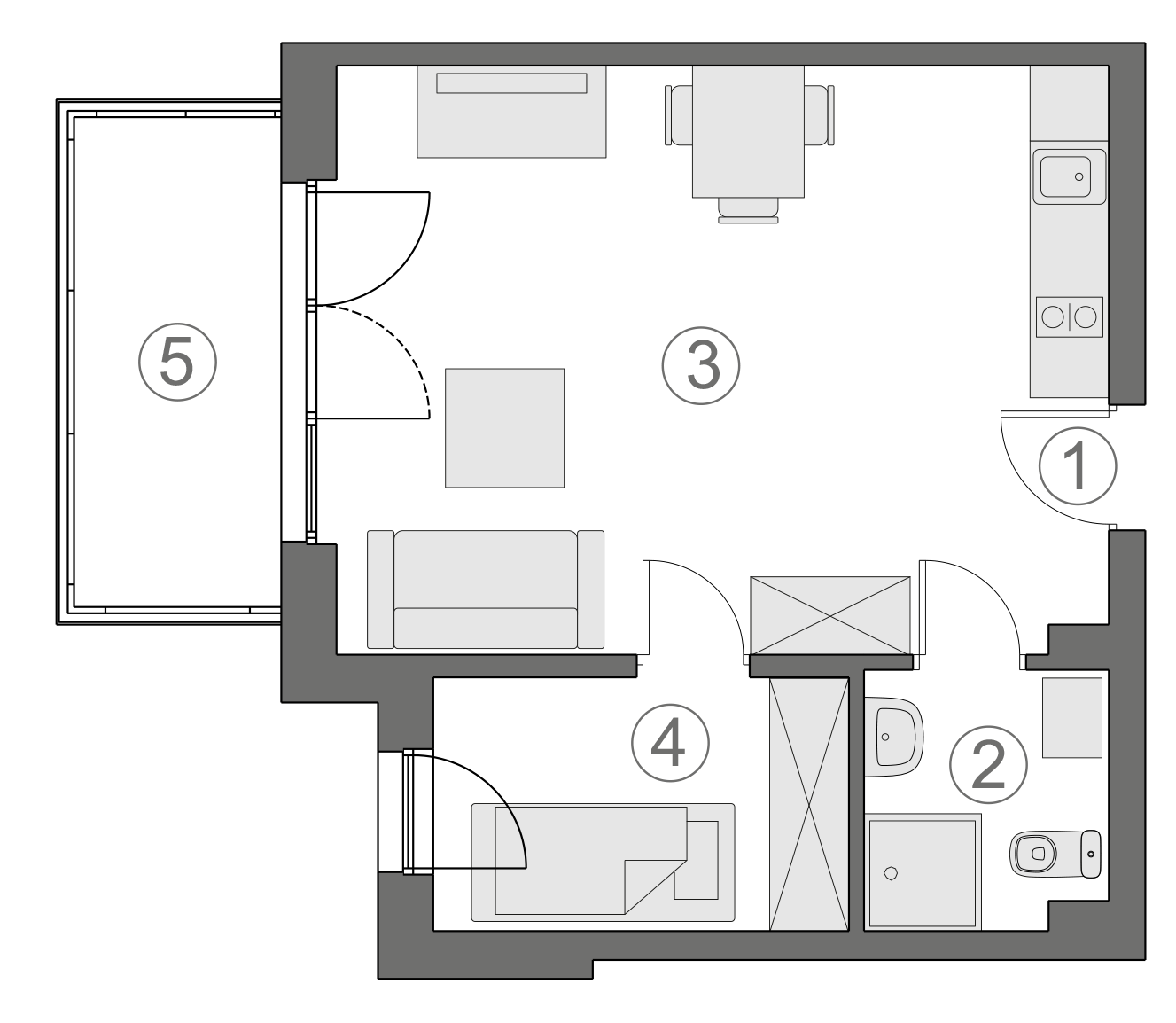 Rzut apartamentu 1-B.1.1