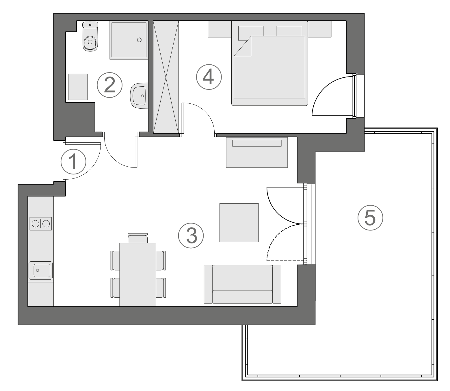Rzut apartamentu 1-B.3.5