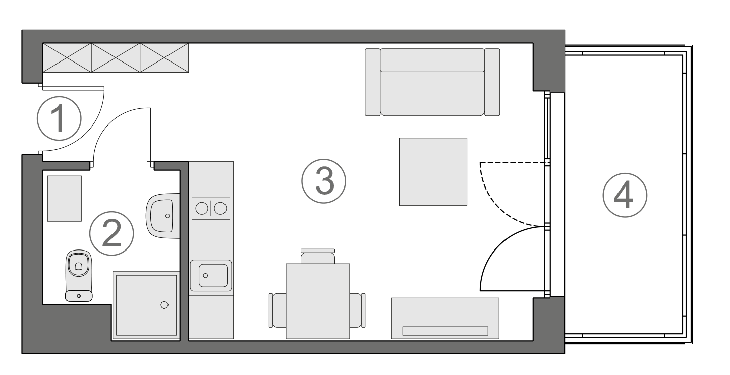 Rzut apartamentu 1-A.3.4
