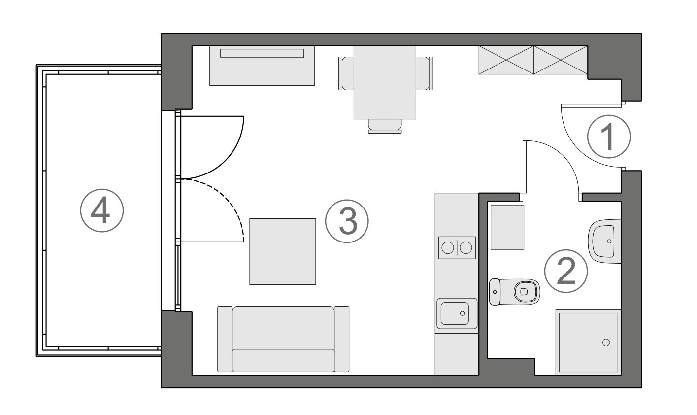 Rzut apartamentu 1-A.2.7