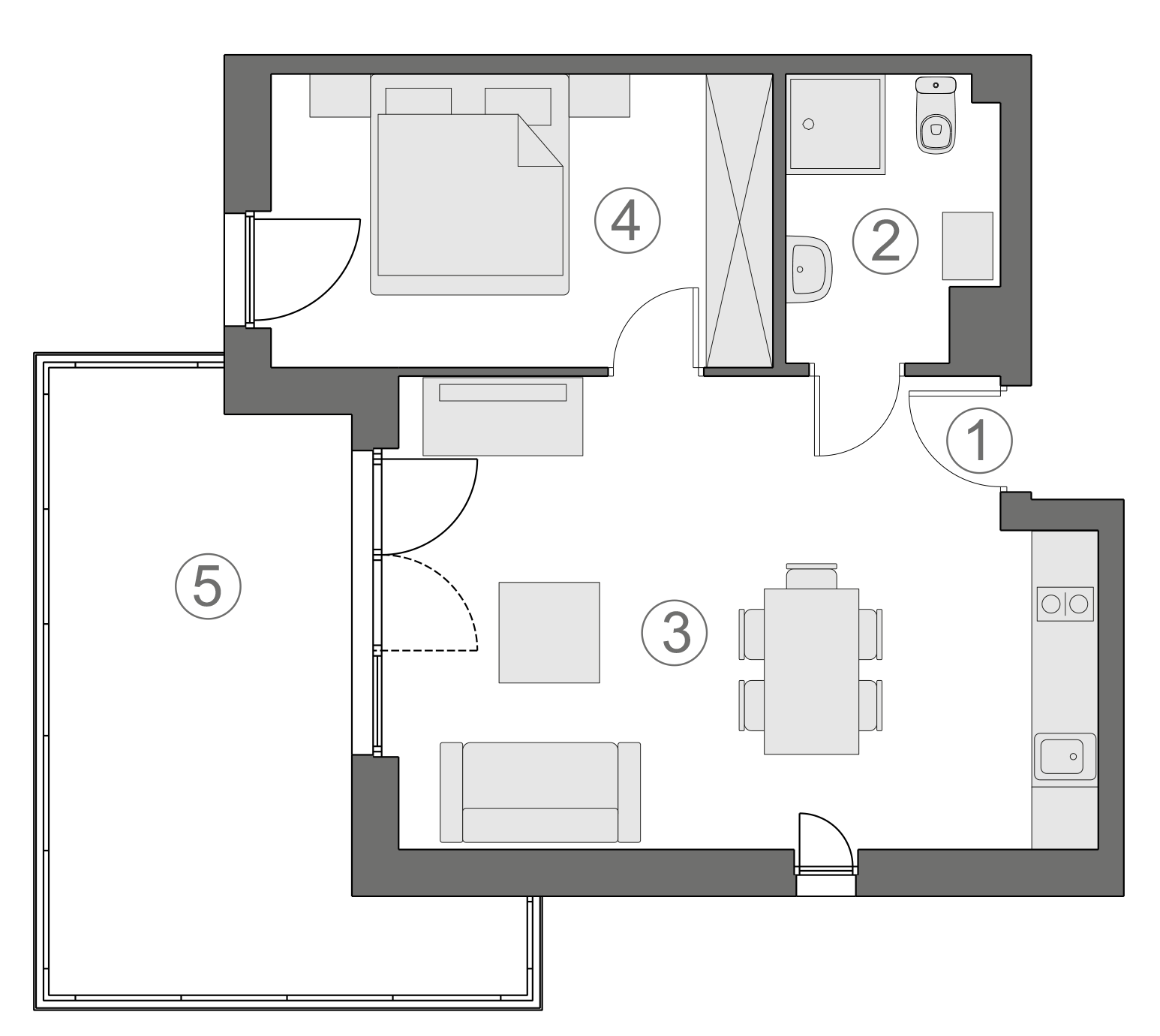 Rzut apartamentu 2-B.2.3