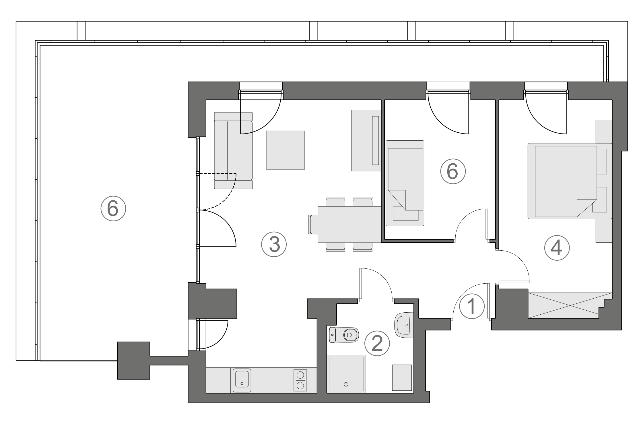 Rzut apartamentu 2-A.4.3