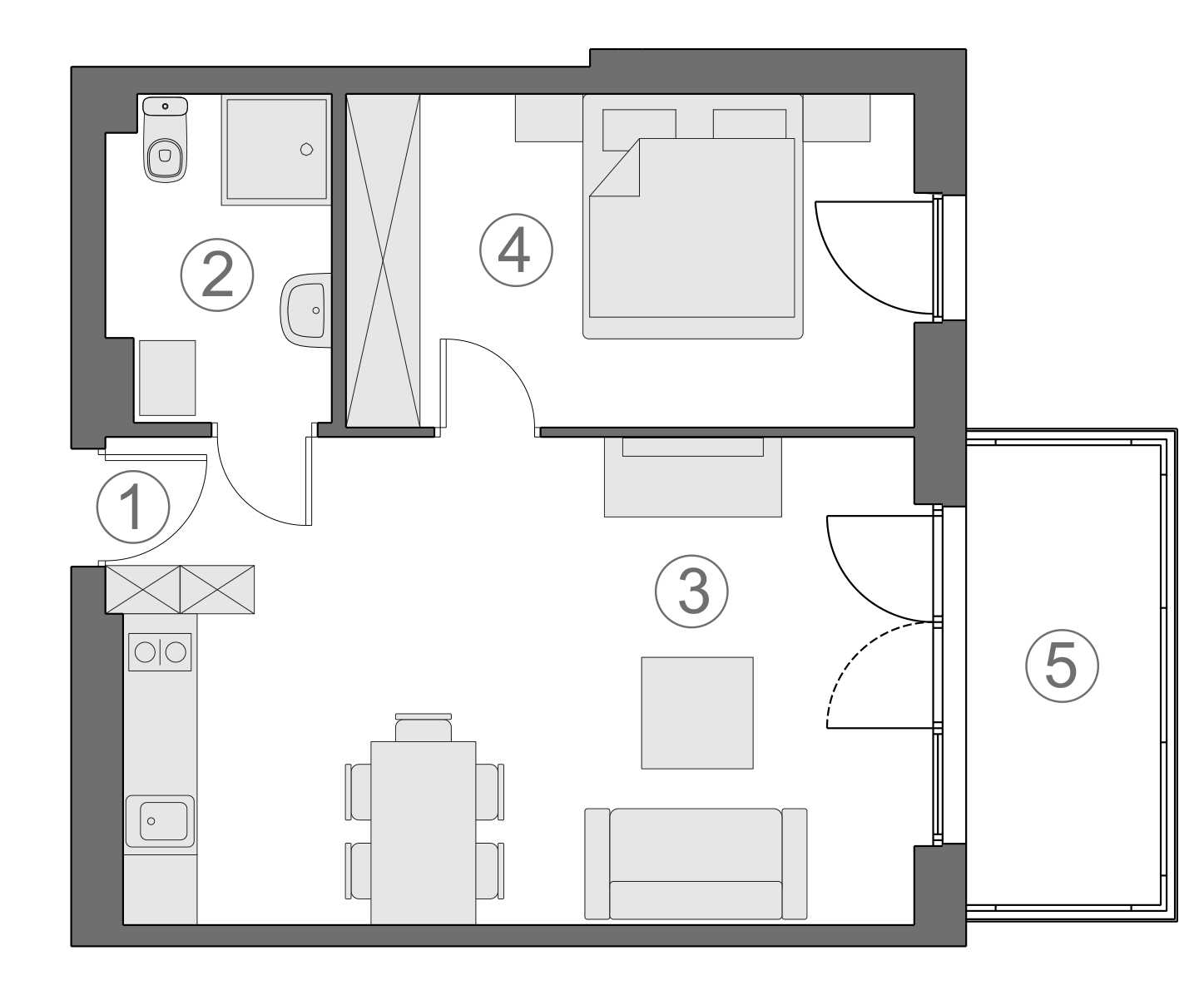 Rzut apartamentu 2-B.1.1