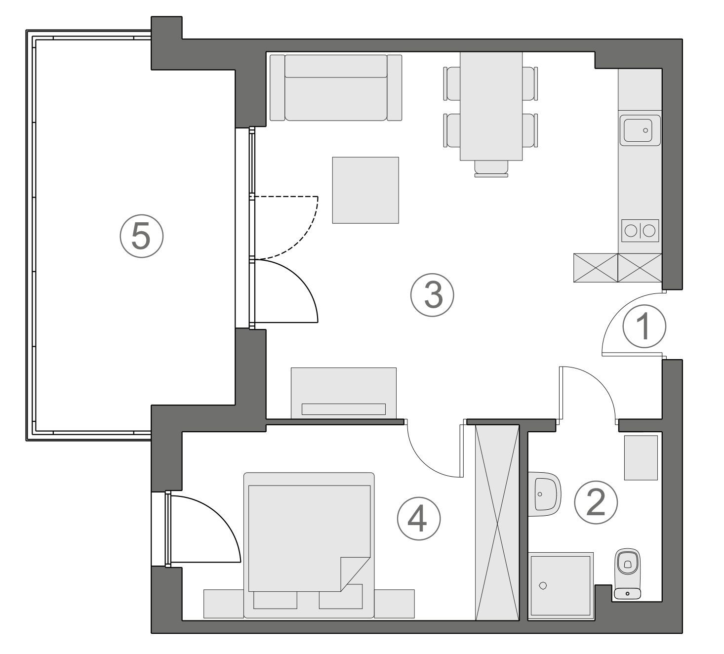 Rzut apartamentu 2-B.2.5