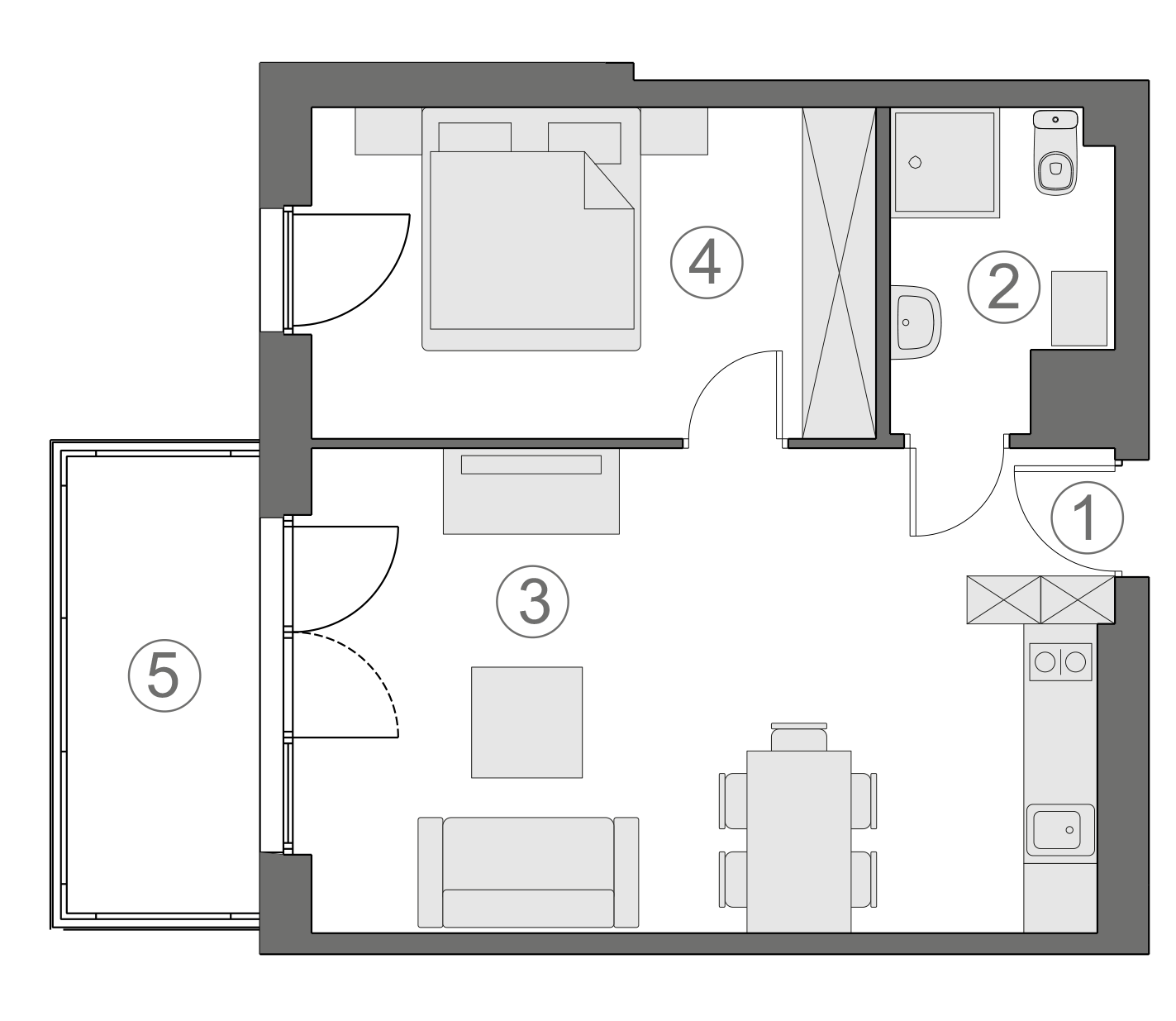 Rzut apartamentu 1-B.3.7