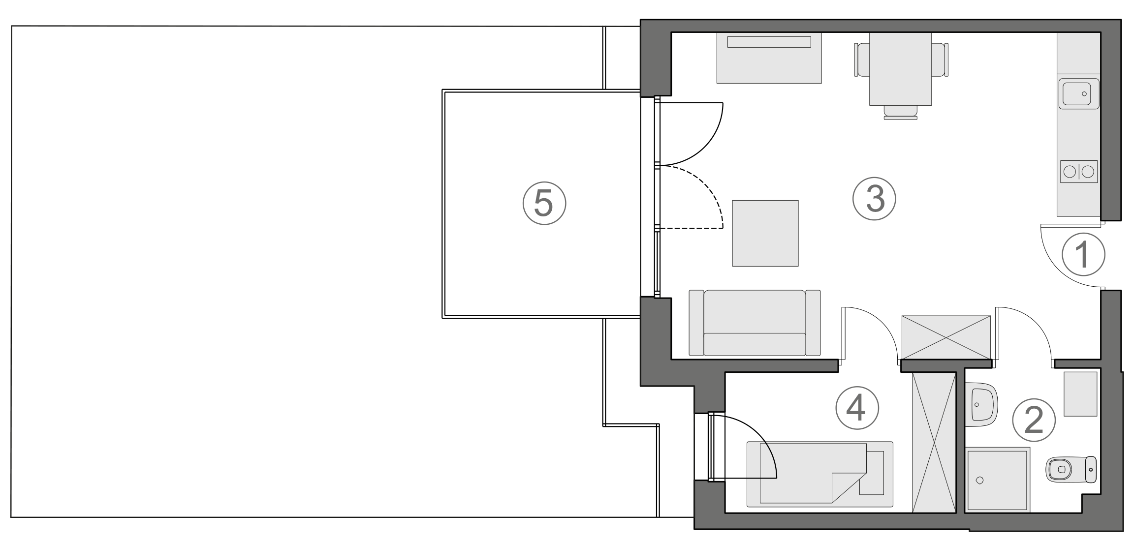Rzut apartamentu 1-B.0.5