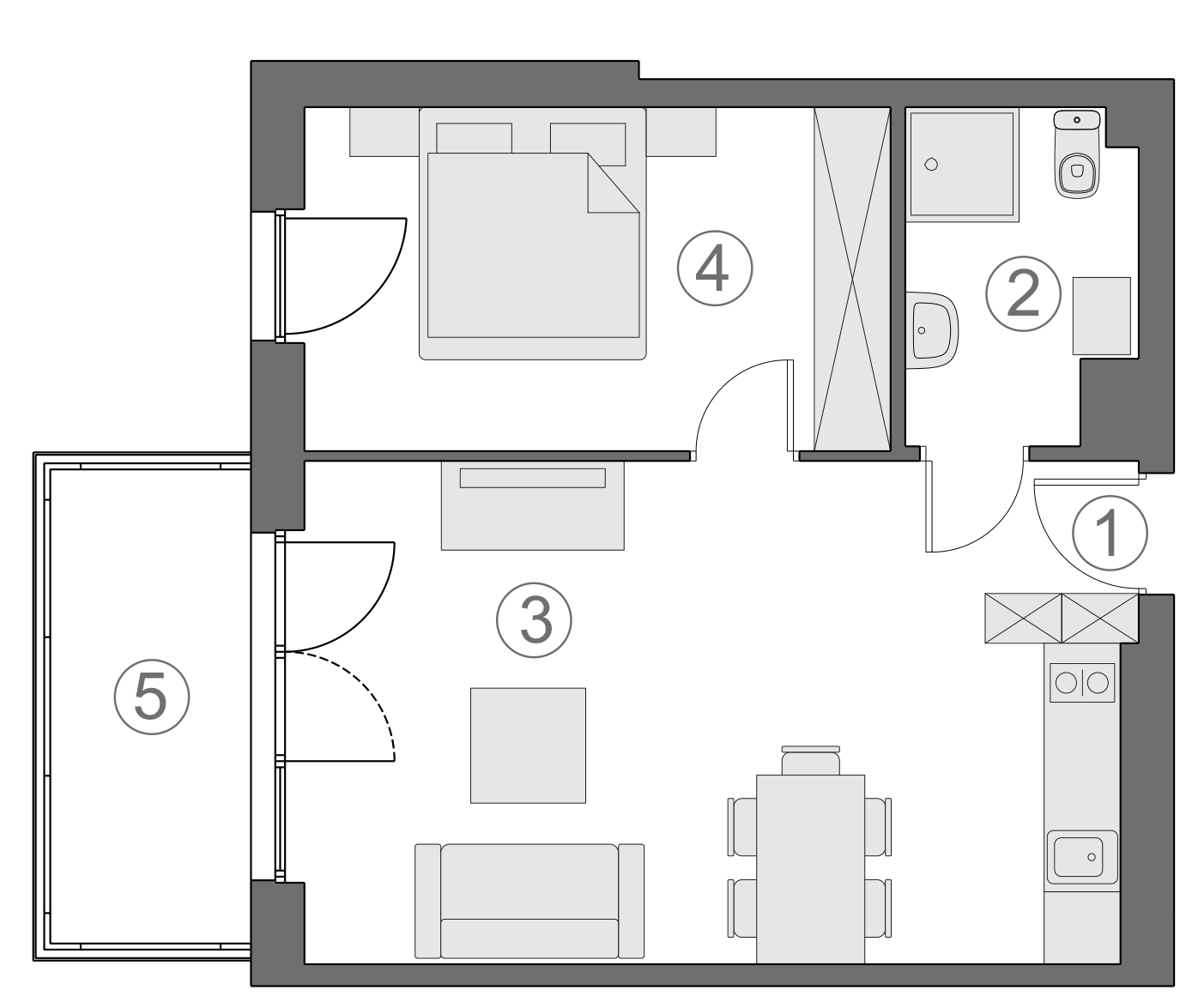 Rzut apartamentu 1-B.2.7