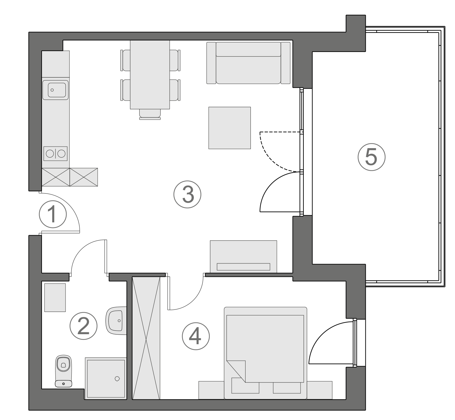 Rzut apartamentu 1-B.1.3