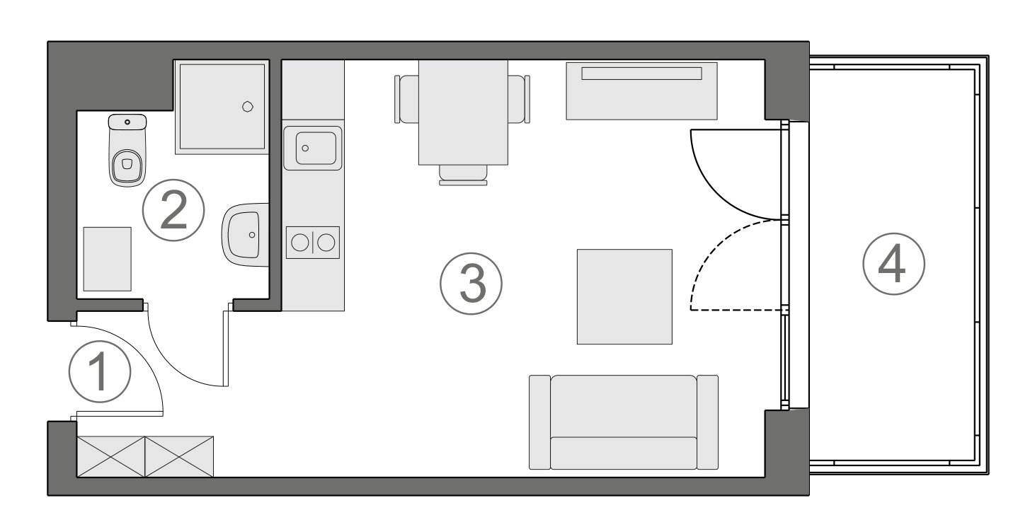 Rzut apartamentu 1-B.3.4