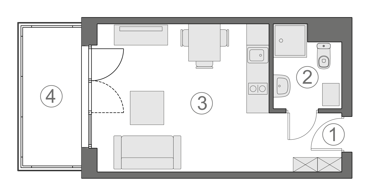 Rzut apartamentu 2-B.3.4