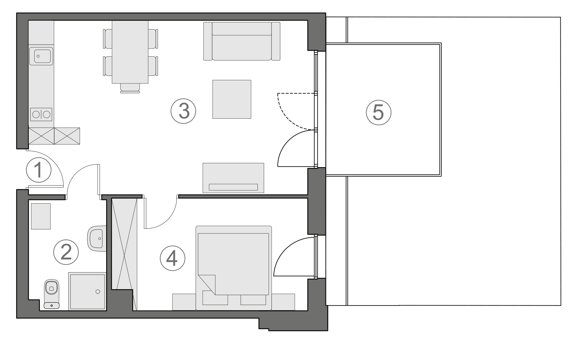 Rzut apartamentu 1-B.0.6
