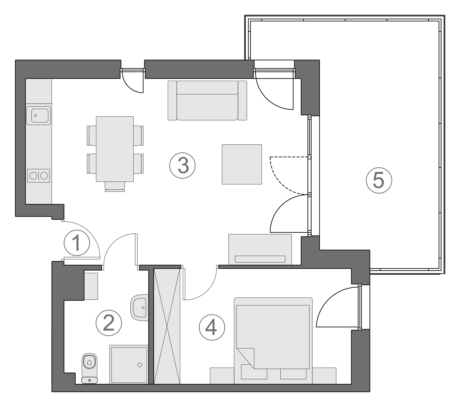 Rzut apartamentu 1-A.2.3