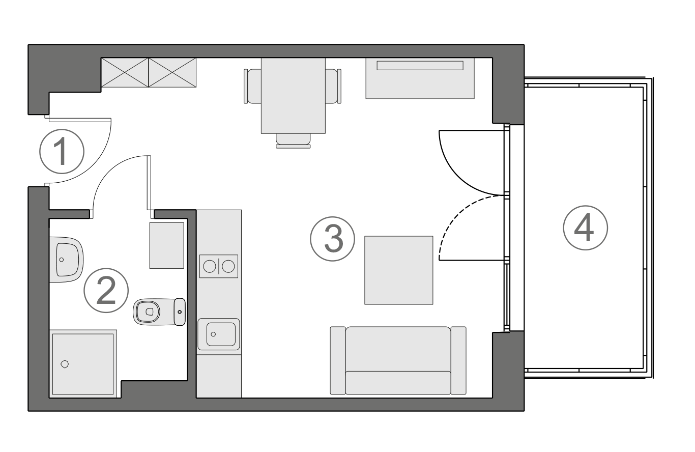 Rzut apartamentu 2-A.3.2