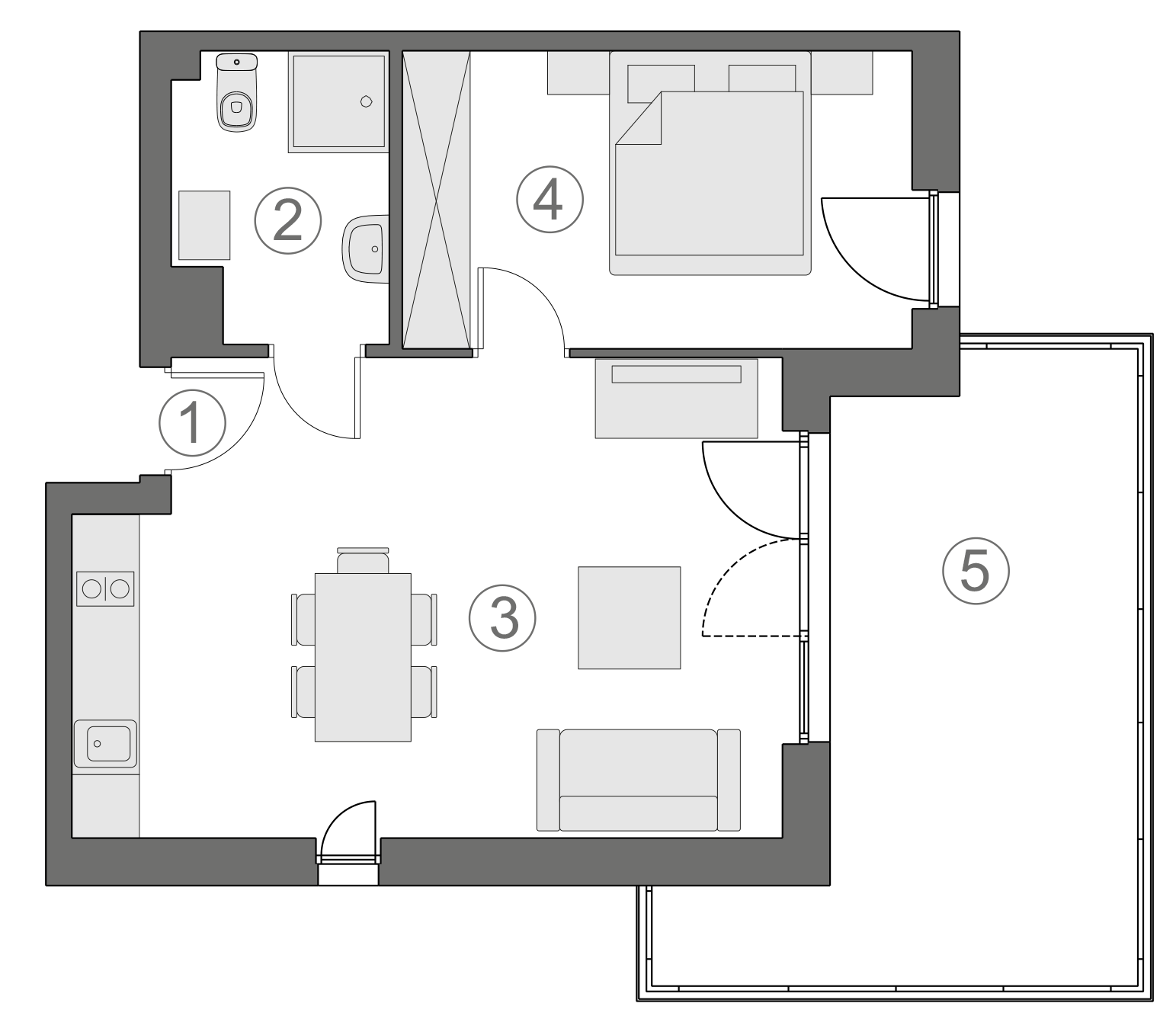 Rzut apartamentu 1-B.2.5