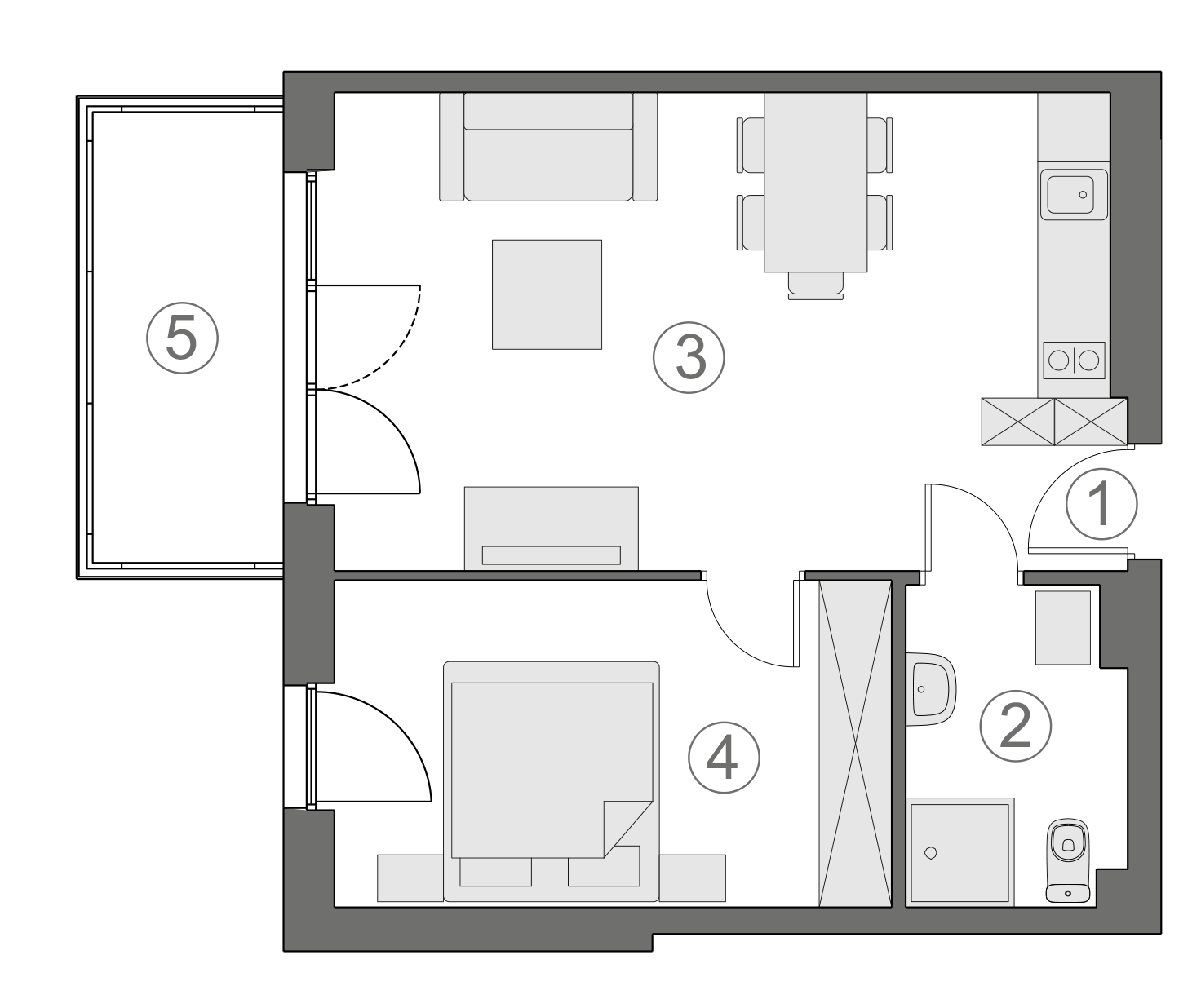 Rzut apartamentu 1-A.1.1