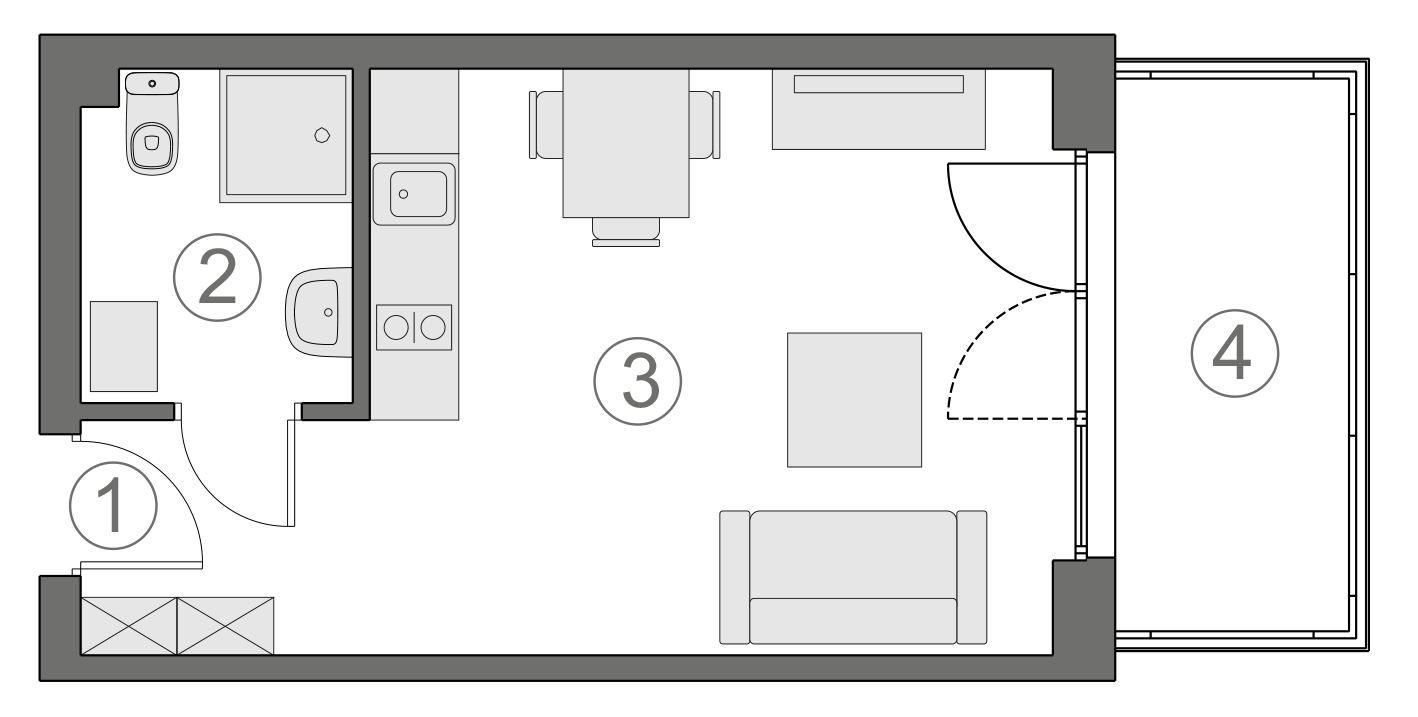Rzut apartamentu 1-B.1.4