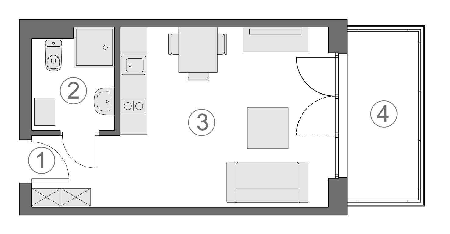 Rzut apartamentu 1-B.2.4