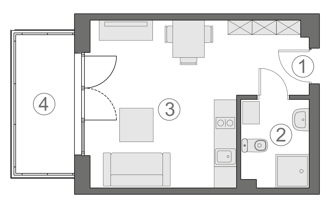 Rzut apartamentu 1-A.1.7