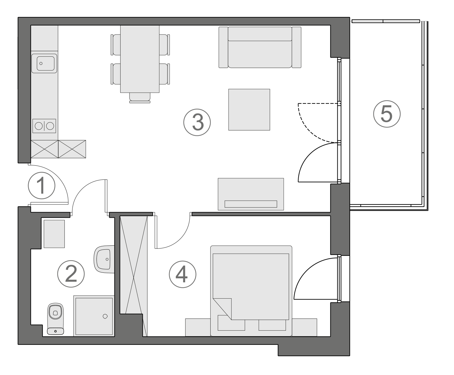 Rzut apartamentu 1-B.1.2
